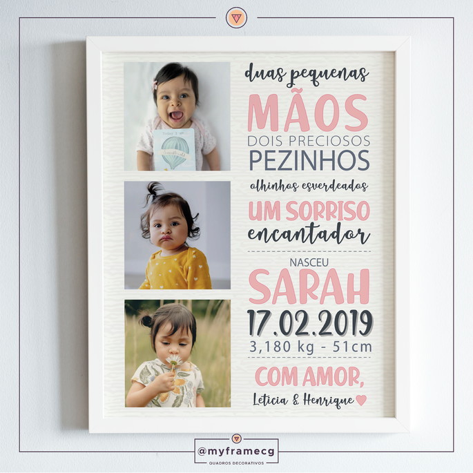 Imagem 2 - Quadro Nascimento Com Informações Do Bebê com Moldura