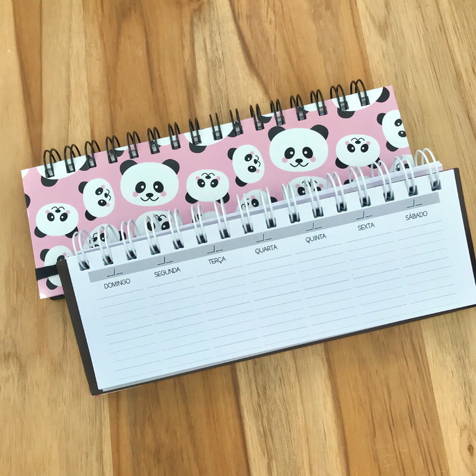 Imagem 1 - Mini Planner Sem Data Pandas com Lápis, Pingente e Borracha