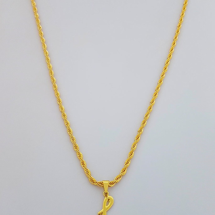 Imagem 1 - Cordão Baiano 60 cm Pingente Letra L folheado Ouro 18k. C7l1