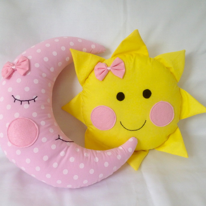 Imagem 1 - Almofadas Sol e Lua Rosa Poá