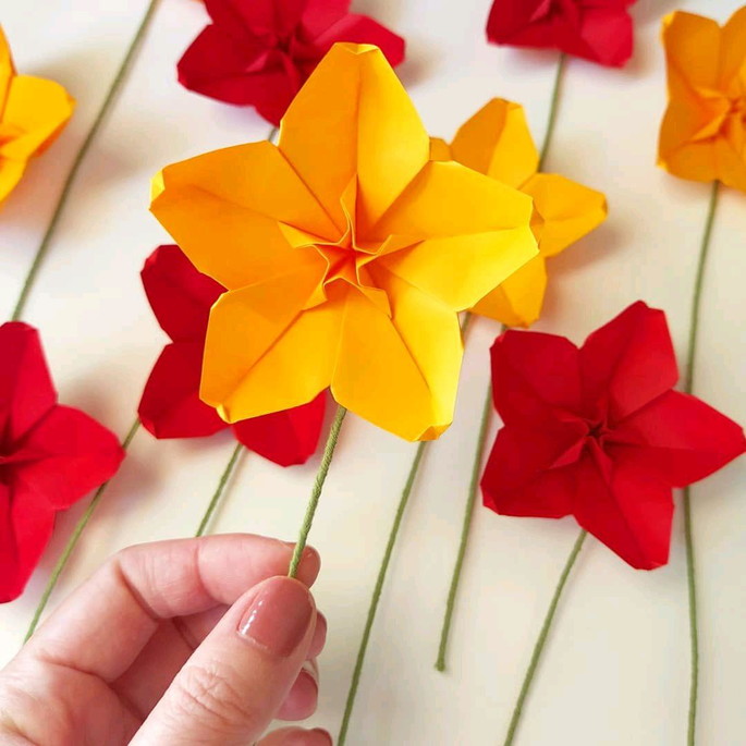 Imagem 1 - Flor de Cerejeira com Caule | Flores | Decoração em Origami