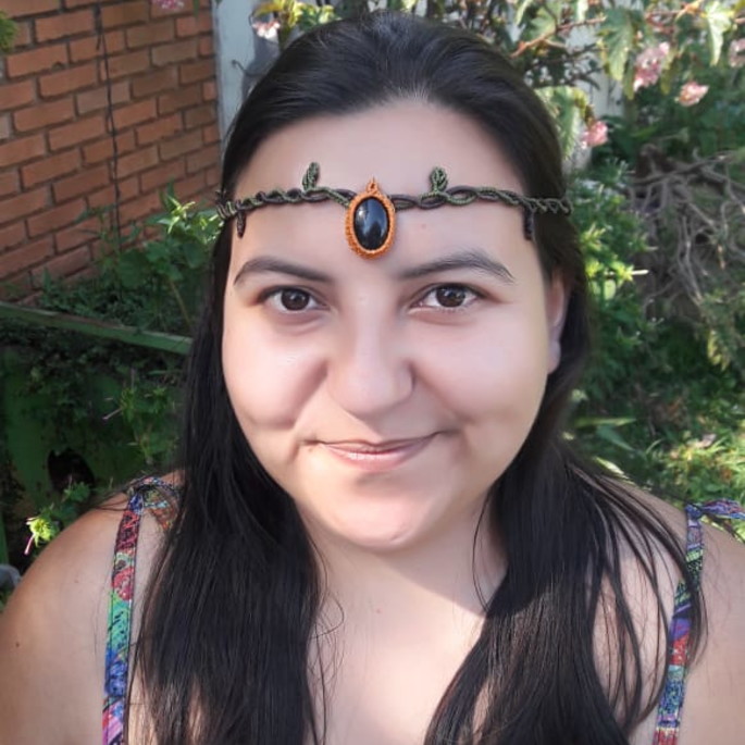 Imagem 3 - Colar / Headband Macramê com Pedra Ônix