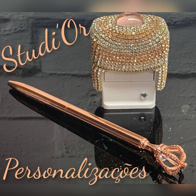 Imagem 3 - Carimbo Luxo Personalizado + Caneta de Cristais