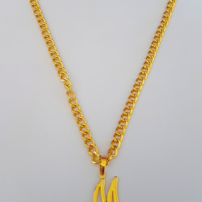 Imagem 1 - Corrente Cordão 60 Cm Pingente Letra M Folheado Ouro. C43m1