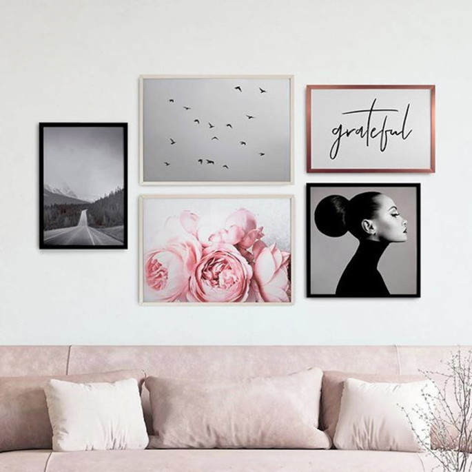 Imagem 1 - Conjunto 5 Quadros Decorativos Composê Moderno Lançamento