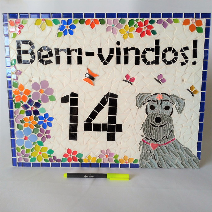 Imagem 1 - Placa com número em mosaico Bem-vindos