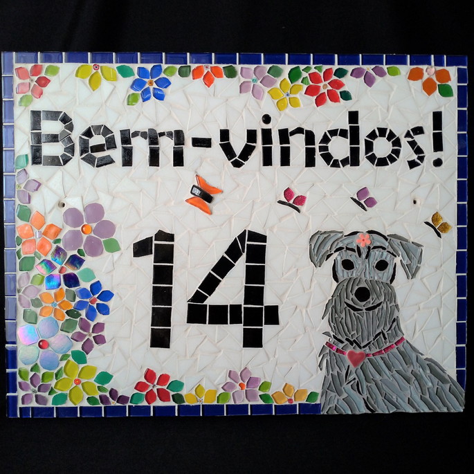 Imagem 2 - Placa com número em mosaico Bem-vindos