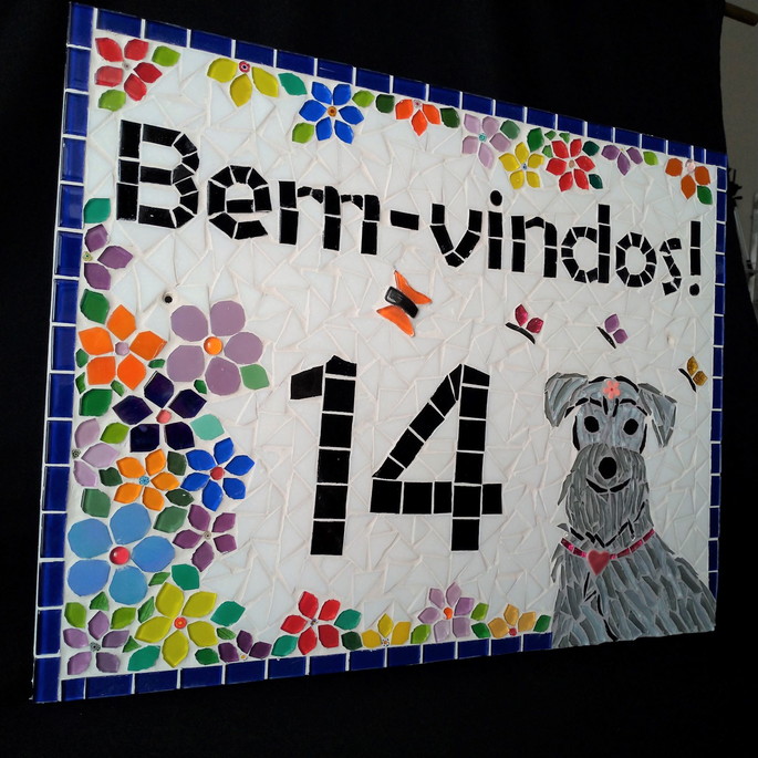 Imagem 3 - Placa com número em mosaico Bem-vindos