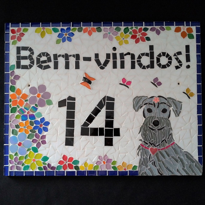 Imagem 5 - Placa com Número em Mosaico Bem-vindos