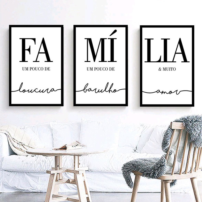 Imagem 1 - Quadros Decorativos com Frases Familia com Vidro