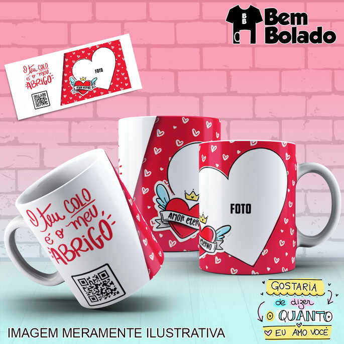 Imagem 1 - Caneca com QR Code O teu colo é o meu abrigo com foto