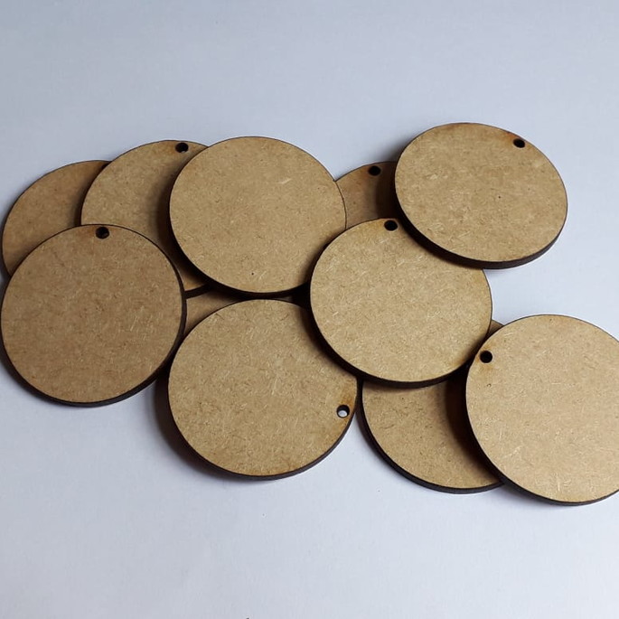 Imagem 1 - Kit com 100 Círculos MDF 3mm, 4cm com furo - Recorte a Laser