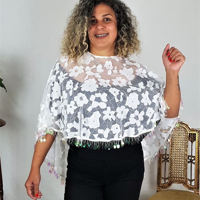 Imagem 5 - Pelerine Renda Branca