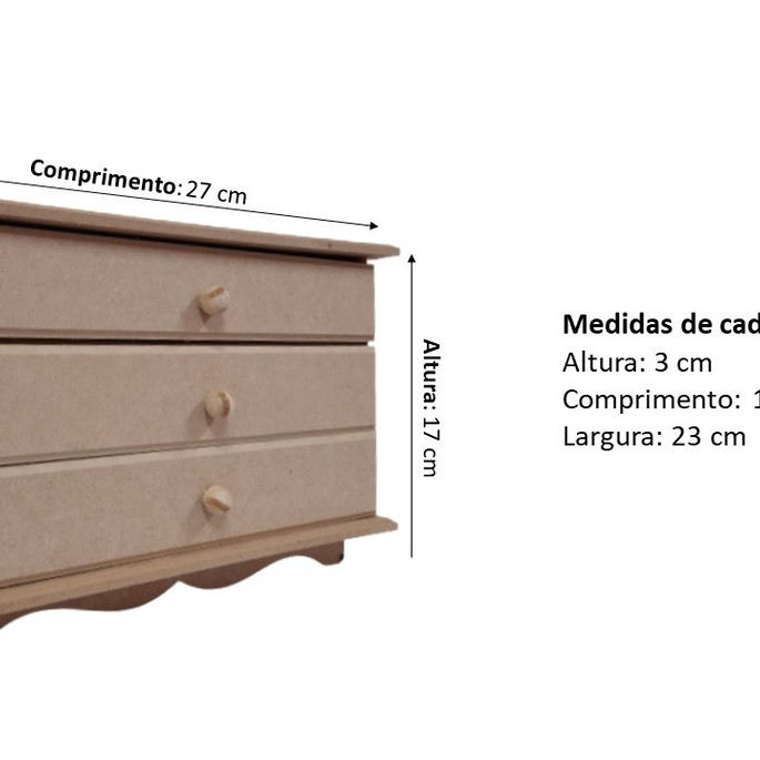 Imagem 3 - Gaveteiro Organizador de Mesa Multiuso Mini Comoda Mdf Cru