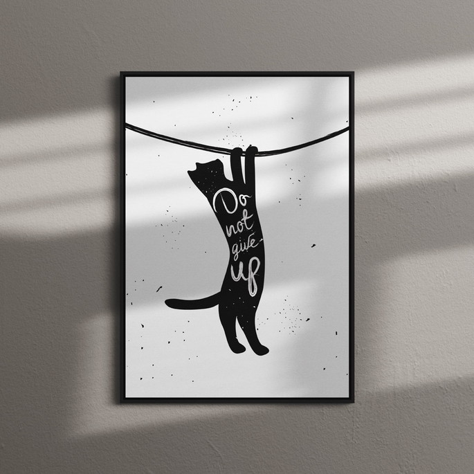 Imagem 3 - Quadro Decorativo Gato Preto Com Frase