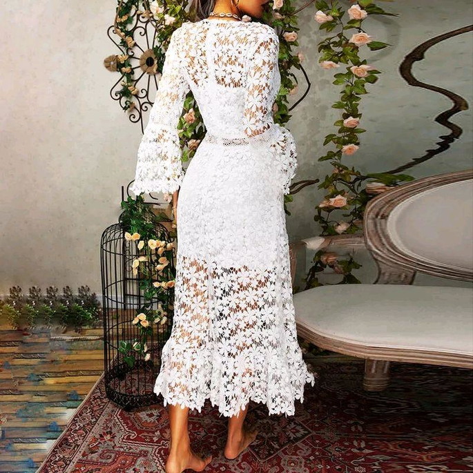 Imagem 2 - Vestido Branco Renda Guipir Civil Pre Wedding Noivado