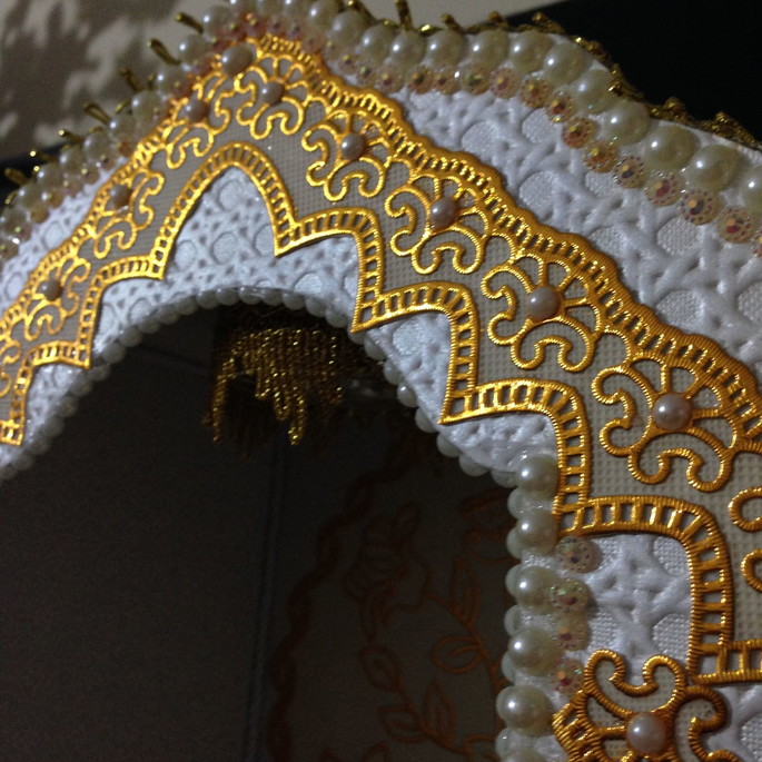 Imagem 3 - Oratório Texturizado com Detalhes Dourado com Led - 40cm