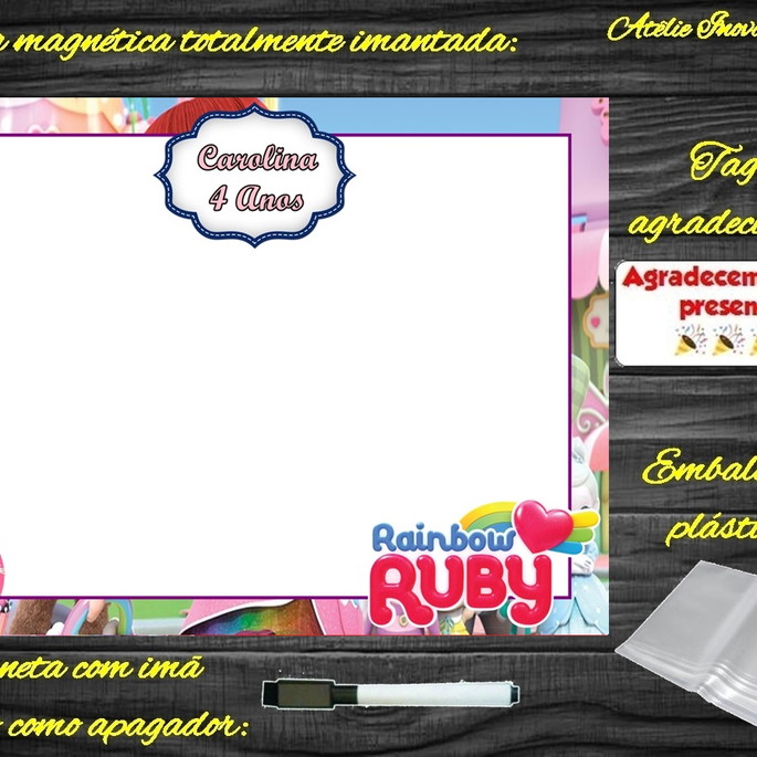 Imagem 1 - Lousa Magnética Rainbow Ruby com Embalagem