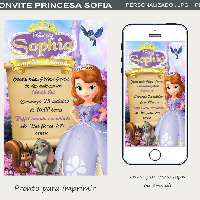 Imagem 1 - Convite Digital Princesa Sofia
