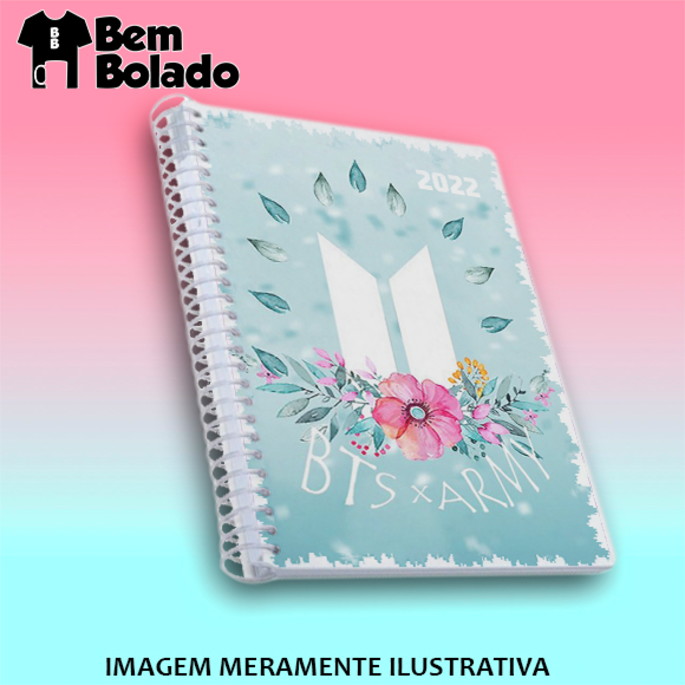 Imagem 1 - Agenda 2022 BTS Army com capa com flores personalizada