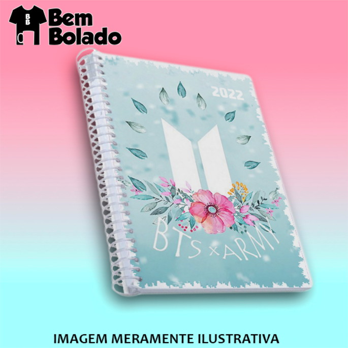 Imagem 1 - Agenda 2022 BTS Army com capa com flores personalizada