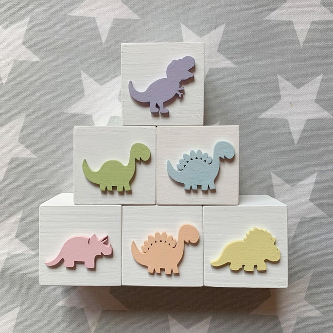 Imagem 3 - Cubo em mdf Dinossauro Candy Color - Kit com 6un