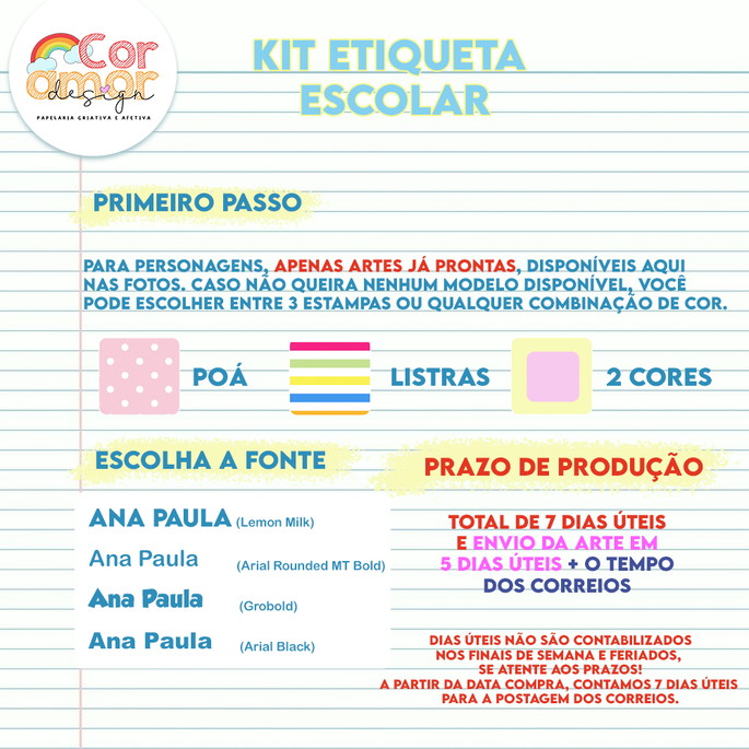 Imagem 2 - Kit Etiqueta Escolar com 60 Adesivos