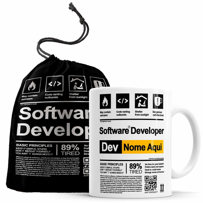 Imagem 1 - Caneca Software Developer com nome + saquinho