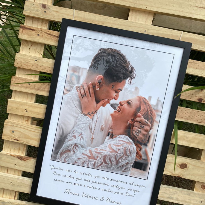 Imagem 1 - Quadro recepçao de casamento personalizado com foto e frase