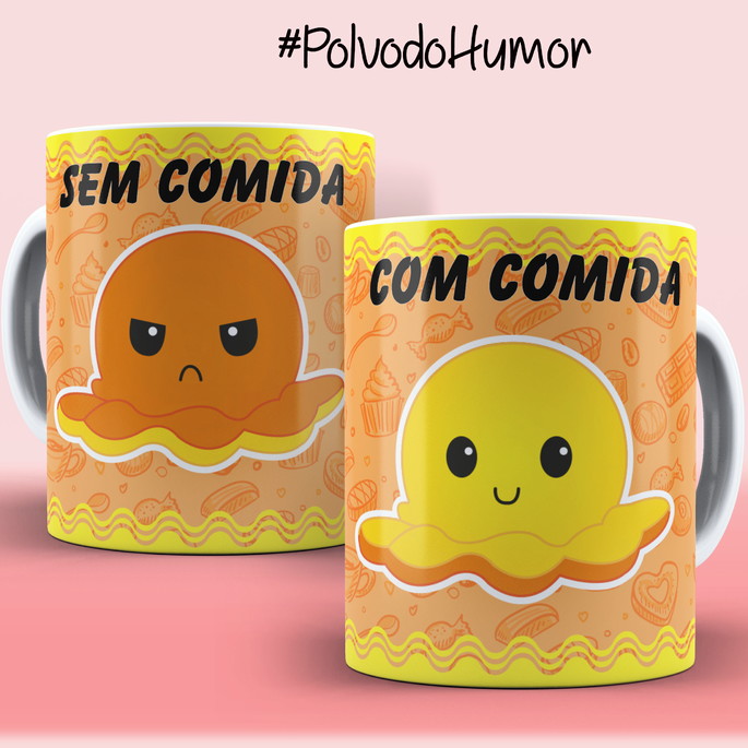 Imagem 1 - Caneca Polvo Com Comida/sem Comida