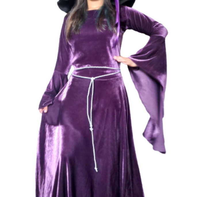 Imagem 1 - Vestido bruxa roxo com chapéu clássico medieval