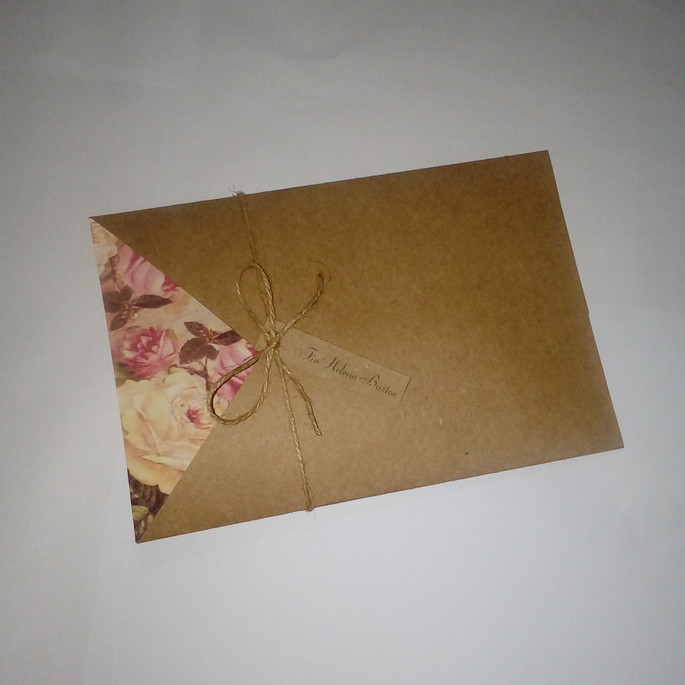 Imagem 1 - Convite Rústico Floral com Envelope Craft