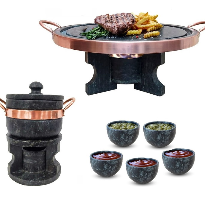 Imagem 1 - Fondue 37 Pedra Sabão + Fondue 500ml + 5 Tigelas Curado