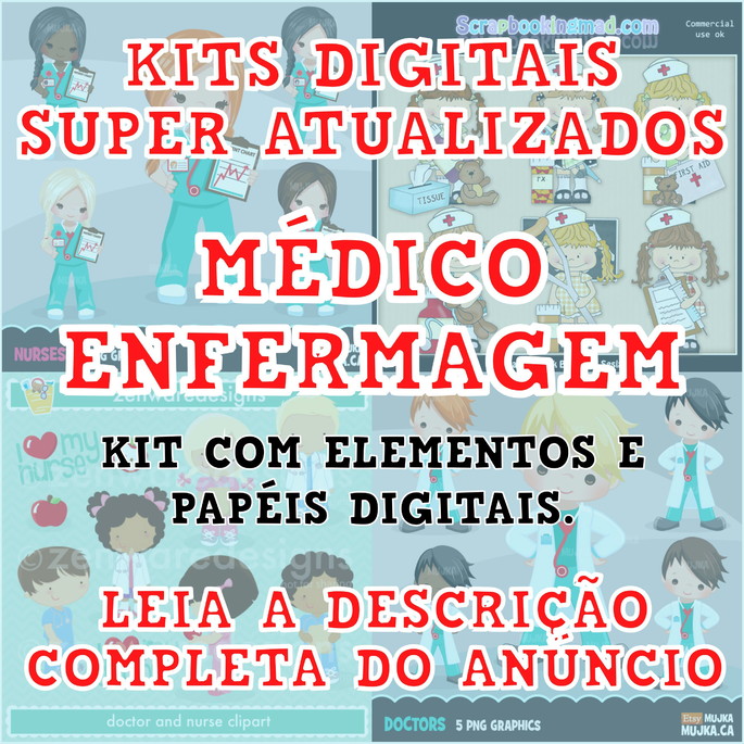 Imagem 1 - Kits Digitais - Médico / Medicina / Enfermeira / Enfermagem