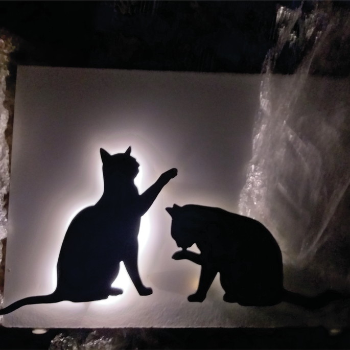 Imagem 1 - Lindos Meus Gatinhos de mdf Luminária de Led sem Fio- Parede