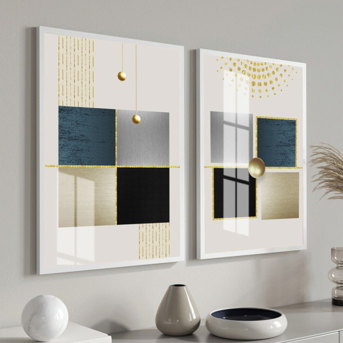 Imagem 1 - Quadro Decorativo Com Vidro E Moldura Abstrato Moderno