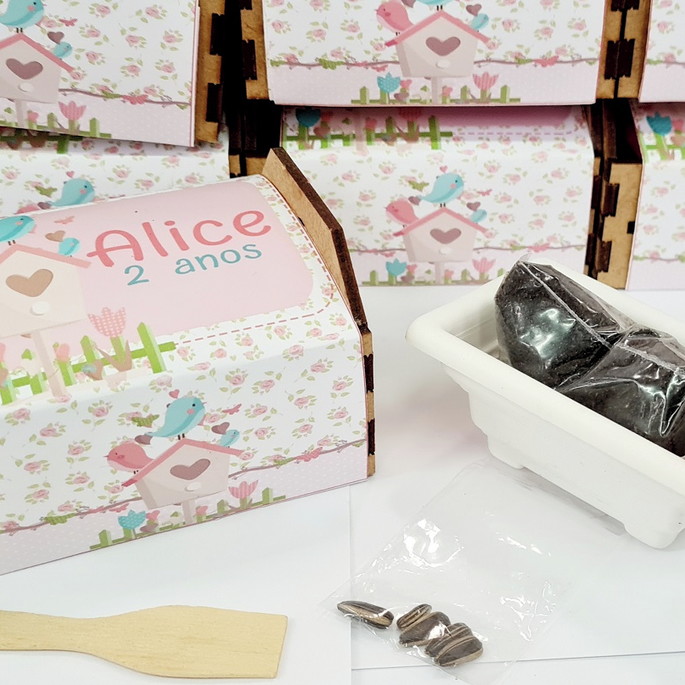 Imagem 1 - Lembrancinha Caixote 3 mm com Cinta Personalizada - Jardim