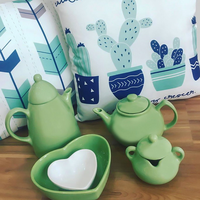 Imagem 1 - Conjunto Chá e Café em Porcelana Verde