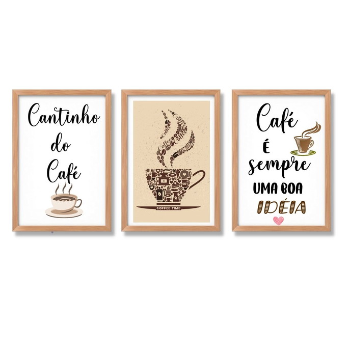 Imagem 4 - 3 quadros para cantinho do café com frases café boa ideia