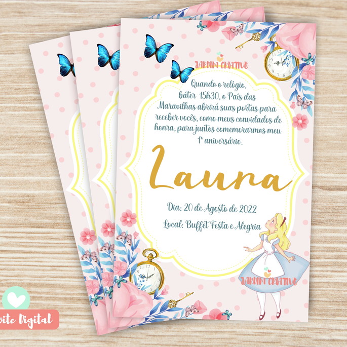 Imagem 1 - Convite Alice no país das maravilhas Digital 03