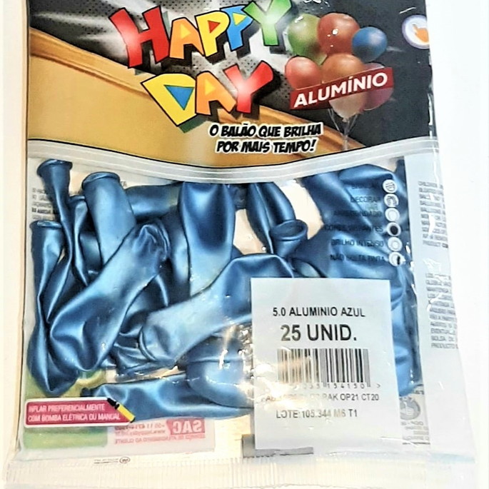 Imagem 1 - Balão Cromado Alumínio Azul - 5 Polegadas - 25 Unidades