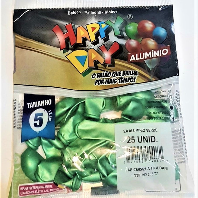 Imagem 1 - Balão Cromado Alumínio Verde - 5 Polegadas - 25 Unidades