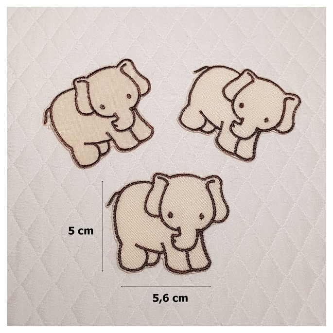 Imagem 2 - Patch Aplique Elefante Bege 3 un - P. Entrega