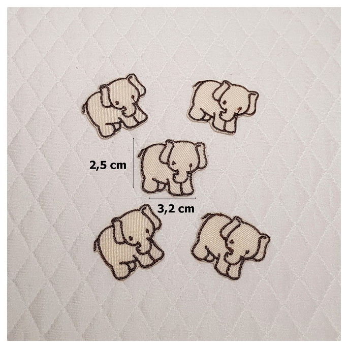 Imagem 1 - Patch Aplique Mini Elefante Bege 5 un - P. Entrega