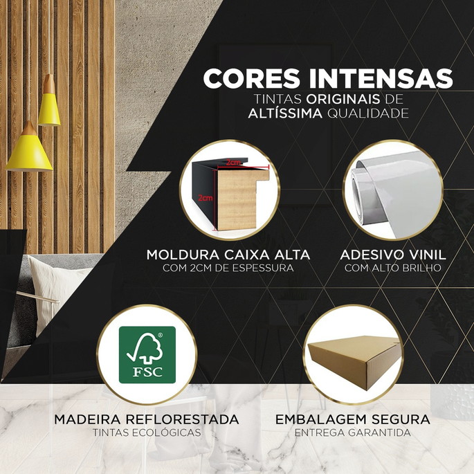 Imagem 5 - Quadros Decorativos Modernos Geométrico com Moldura e Vidro