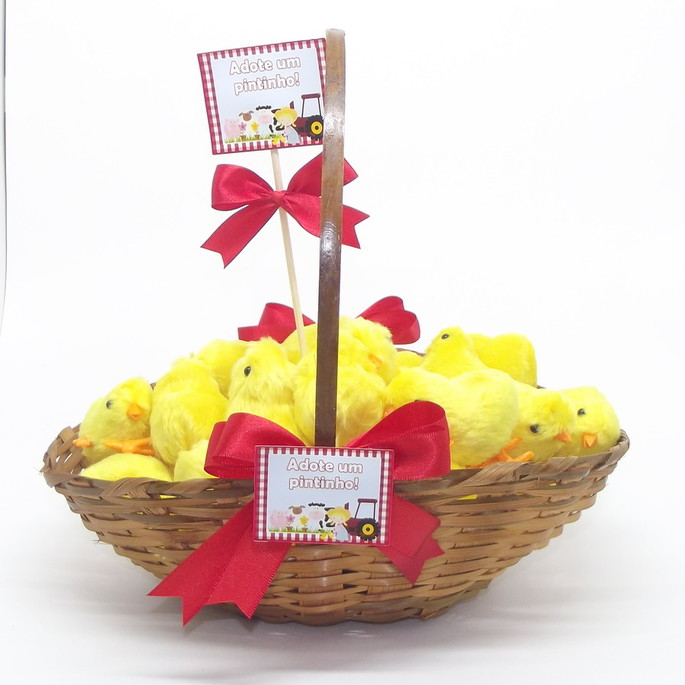 Imagem 1 - Cesta Com Pintinhos Com 25