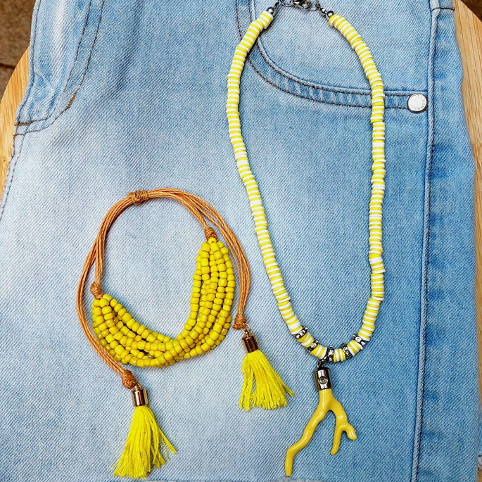 Imagem 3 - Conjunto Colar De Fimo Com Pulseira De Micamga Fecho Macramé