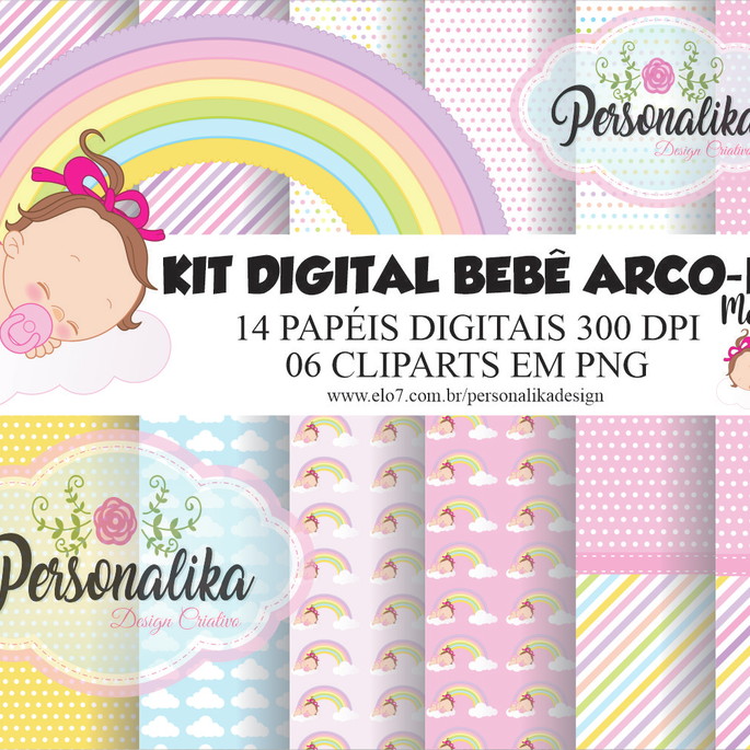 Imagem 1 - Kit Digital Bebê Arco-íris Menina