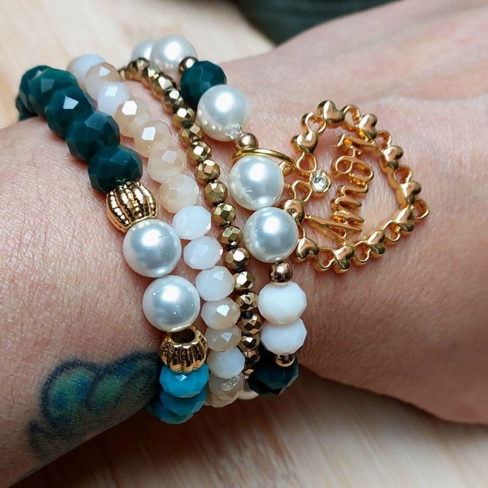 Imagem 1 - Pulseira Cristal Com Pérola Shell 10mm Com Pingente