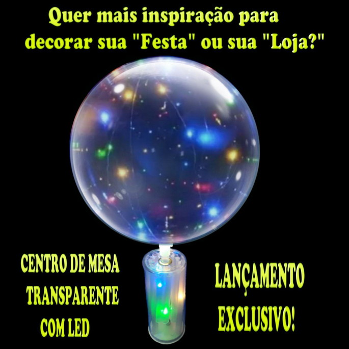 Imagem 1 - 10 Balões Bubble + 10 Centro De Mesa Transparente Com Led